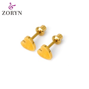 316L Stainless Steel PVD 18K Gold Plated Screw <b>Back</b> Stud <b>Earrings</b> Crescent Moon Shape Hypoallergenic Smooth Finish for Women - Product Image 3