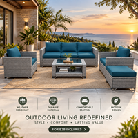 Ensemble de mobilier de jardin 7 pièces en rotin PE moderne pour salon extérieur, canapé d'angle modulable pour conversation
