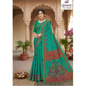 Sari traditionnel en coton Ajmera imprimé, élégant, doux, stylé, collection de mode ethnique, séchage rapide, pour femmes, mariage, toutes occasions - Product Image 2