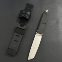 Couteau tactique de chasse à lame fixe personnalisé en gros, couteau droit de survie pour le camping en plein air, autodéfense, avec étui en nylon et clip ceinture