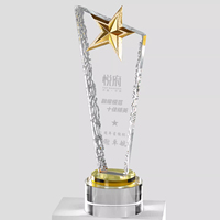 Petit pont en gros personnalisé imprimé UV métal étoile cristal artisanat de haute qualité or argent laiton Plaques verre trophée prix