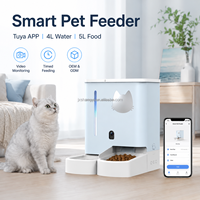 Distributeur de nourriture intelligent pour animaux de compagnie avec caméra, WiFi double bande, contrôle par application Tuya, OEM 5L nourriture 4L eau, pour chats