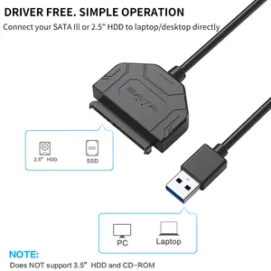 TISHRIC USB3.0 ל-SATA 22Pin כבל מתאם ABS כבל כונן קשיח למחשב נייד חיצוני HDD SSD USB 3.0 SATA 22Pin כבל HD מתאם