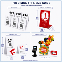Fabricant de cartes de numéros de table en PVC personnalisées, cartes de table pliées en forme de L, panneaux de table découpés, présentoirs de comptoir POP avec votre logo