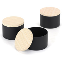 Vente en gros pot vide sans couture de 4oz boîtes à bougies de couleur noire mate de 8oz avec couvercle