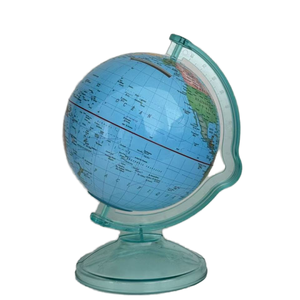 Mini Globo Terráqueo de Plástico Transparente Cian con Base Giratoria 360°, Decoración Educativa para Escritorio, Ahorro de Dinero, Geografía - Product Image 2