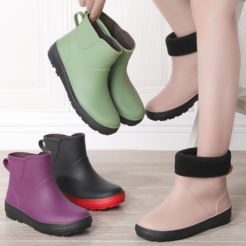 Женские взрослые безопасные водонепроницаемые летние хлопковые зимние уличные низкие ботинки на мягкой подошве резиновые сапоги