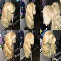 Perruques en dentelle frontale 613, cheveux humains, 13x4, blondes, lisses, HD, transparentes, pré-plumées avec des cheveux de bébé, sans colle
