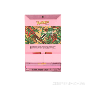 Wholesale Honeypuff New Design 110mm Natural Pink Wood Pulp Kingsize <b>Rolling</b> Paper With Filter Tips Smoking Accessories - Product Image 5