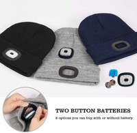 Berretto LED Ricaricabile con 4 Luci Brillanti e Ricarica USB, Cappello Caldo Lavorato a Maglia con Lampada Frontale per Regali Outdoor