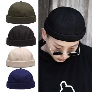 Customized Brimless Rolled Cuff Worker Sailor Cap <b>Hat</b> Retro Fashion OEM Brimless <b>Hat</b> With Adjustable Buckle Custom Docker Caps - Product Image 5