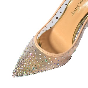 Produttore di scarpe a spillo Sexy personalizzate donna Party a punta da donna strass Glitter <span class=keywords><strong>tacchi</strong></span> <span class=keywords><strong>argento</strong></span> da donna <span class=keywords><strong>tacchi</strong></span> alti pump Cr - Product Image 3