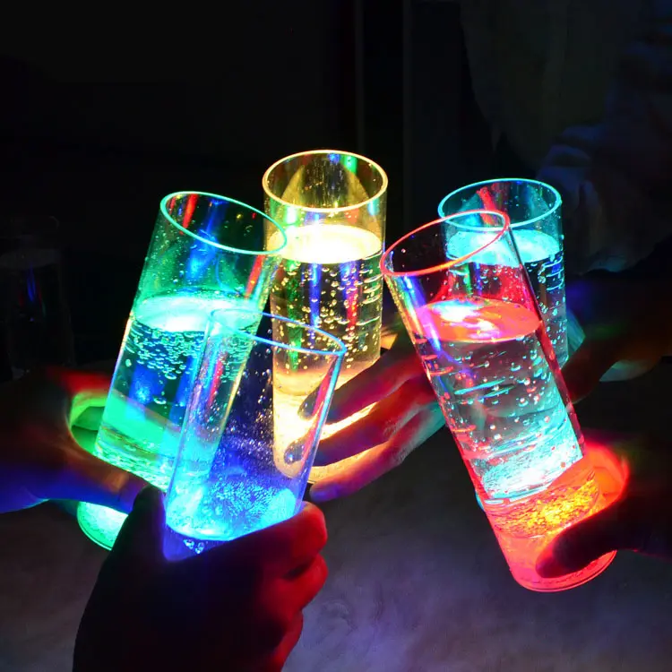Aangepaste Gloed In De Donkere Water Vloeistof Geactiveerde Led-Up Neon Feestartikelen Drinkglas Lichtgevende Led Cup