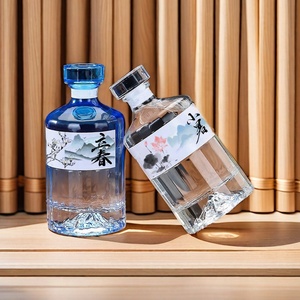 Usine Offre Spéciale Forme <span class=keywords><strong>Gin</strong></span> 500ml700ml750ml Whisky Vodka Effacer Haute Qualité Montagne Fond Forme Brandy Bouteille En Verre - Product Image 6