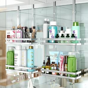 Carrello <span class=keywords><strong>doccia</strong></span> sospeso a 2 livelli in acciaio inossidabile nero argento sopra la <span class=keywords><strong>porta</strong></span> della <span class=keywords><strong>doccia</strong></span> mensola del bagno organizzatore <span class=keywords><strong>doccia</strong></span> per <span class=keywords><strong>Shampoo</strong></span> - Product Image 2