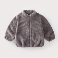 Dropshipping Products 2025 Fashion Solid Color Children Plush Winter Warm Baby Kids Clothing Toddler Outerwear