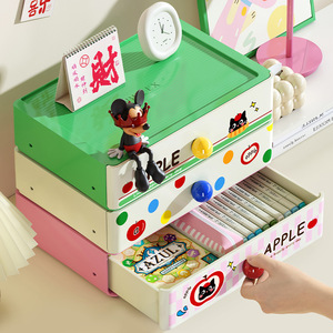 Apple <b>Drawer</b> <b>Storage</b> Box Stackable Cartoon Office Organizer Desktop Organizer for Dorm Desk Workspace - Product Image 4