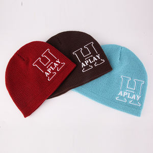 맞춤형 승화 전사 전면 프린트 Y2K 로고 커프리스 남녀공용 겨울 니트 스컬리 비니 모자 - Product Image 5