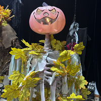 Décoration de citrouille d'Halloween animatronique en métal avec capteur infrarouge pneumatique pour maisons hantées intérieures publiques et centres commerciaux
