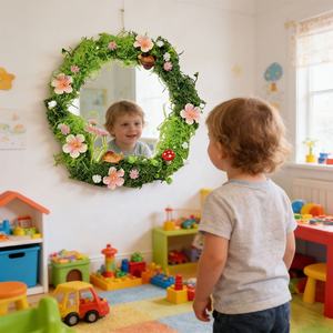 Crea il Tuo Logo Personalizzato, Specchio Cosmetico Irregolare, Decorazione Moderna, Specchio da Parete a Forma di Fiore con Effetto Muschio per Trucco Femminile - Product Image 6