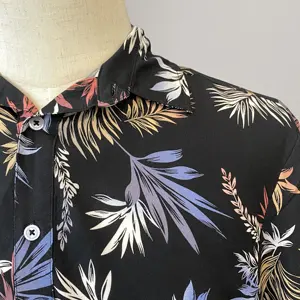 Camisa de hombre de alta calidad al por mayor, camisa corta hawaiana con botones, camisas de gran tamaño para hombre