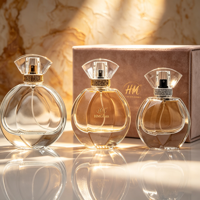 Vente en gros de flacons de parfum en verre anti-fuite avec couvercle en acrylique, rubans, boîte cadeau personnalisée, capacité de 30 ml, 50 ml, 100 ml, impression sérigraphique
