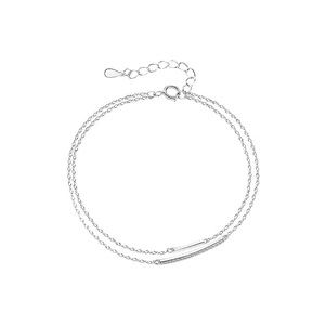 Pulsera exquisita para mujer Bowei S925, plateada con oro de 18K, diseño de doble capa apilado, correa con incrustaciones de diamantes. - Product Image 5