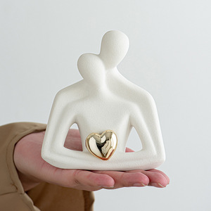Adornos de Cerámica Art <span class=keywords><strong>Deco</strong></span> Abstractos y Sencillos en Blanco y Negro con Figura de Pareja Abrazada, Tamaño Personalizado para Decoración del Hogar y Regalos - Product Image 3