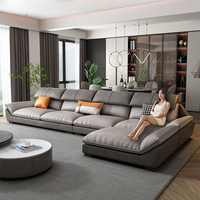 Canapé Sectionnel Modulaire de Luxe en Tissu Microfibre, Design Moderne, Forme en L, pour Salon