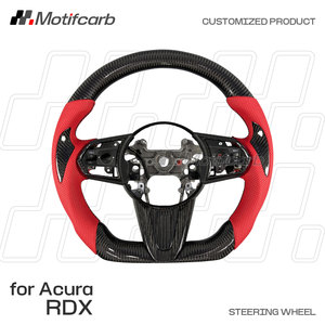 Volant personnalisé en fibre de carbone avec poignées en cuir perforé rouge pour Acura RDX A-Spec Advance 2019-2026 – Amélioration intérieure - Product Image 2