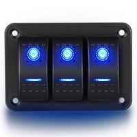 Panneau de commande à 3 voies avec double LED, 5 broches ON-OFF SPST, pré-câblé avec autocollants DIY