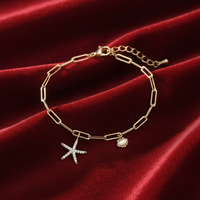 Bracelet élégant pour femme, accessoires étoile de mer française, chaîne fine en coquillage étoile de mer, fermoir mousqueton, bracelets de créateur pour banquets