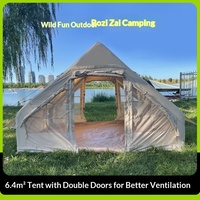 Tenda Tiup Empat Musim Lapis Ganda Tahan Air 6.4 m Datar untuk Berkemah Perjalanan Luar Ruangan Kain Oxford Tebal Otomatis