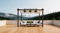 Pergola d'extérieur avec auvent rétractable, gazebo de patio à cadre en aluminium pour jardin, arrière-cour, relaxation au bord de la piscine