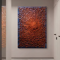 Art mural en bois géométrique 3D, sculpture peinte à la main, œuvre d'art décorative, décoration murale en bois
