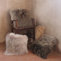 Housse de coussin en fourrure de mouton de Mongolie, collection maison, 16*16" 17*17" 18*18" 21*21", coussin en fourrure de mouton du Tibet