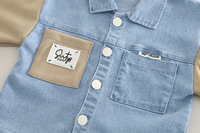 Ensemble de vêtements en jean pour bébé garçon, vente chaude, veste à col rabattu, haut à manches longues, jeans, ensemble de vêtements d'automne pour enfants