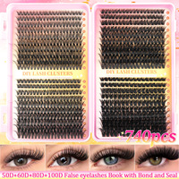 OEM/ODM – Kit de faux cils synthétiques bouclés épais, style européen et américain, les plus vendus, avec bande noire en plastique