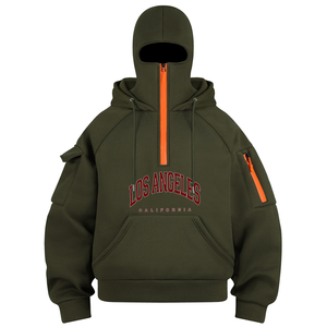 Balaclava Unisex Casual con Stampa LOS ANGELES, Felpa con Cappuccio Lavorata a <span class=keywords><strong>Maglia</strong></span>, Moda Autunno Inverno, Pullover Comodo con Maniche Lunghe e Tasche con Zip - Product Image 2