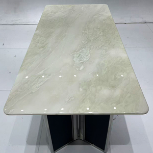 Tavolo da Pranzo Rettangolare di Lusso in Marmo Schomex, Design Moderno Bianco e Nero per Sala da Pranzo e Soggiorno, Lucidato - Product Image 4