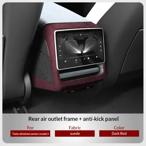 Gamuza Interior coche decoración trasera escape ventilación cubierta Anti-kick Panel cubierta para Tesla Modelo 3 2023 actualizado