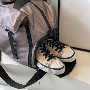 10 Uds. Mochila de viaje con logotipo personalizado para mujer, bolsa de gimnasio de lona impermeable con gran capacidad, bolsa deportiva Oxford para hombre - Product Image 5