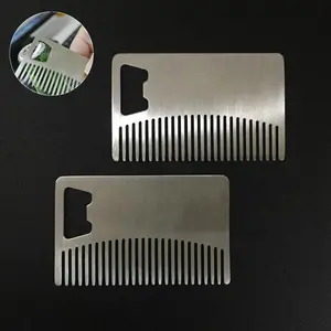 Pente de barba personalizado em massa, abridor de garrafas de crédito de metal em aço inoxidável com muitas cores