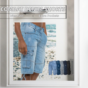 Pantalones cortos de mezclilla de alta calidad para hombre, estilo veraniego, multibolsillos, azules, elegantes y casuales, ideales para streetwear. - Product Image 2