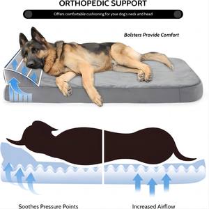 חדש עיצוב סיני מפעל אולטרה רך נשלף ורחיץ אורטופדי זיכרון קצף כלב מיטות עם כרית סט - Product Image 2