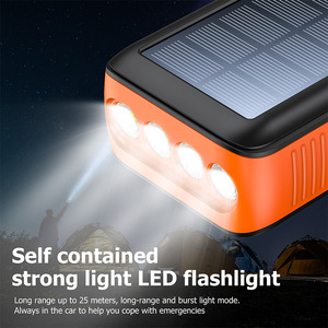 Batterie externe solaire 30000mAh avec générateur à manivelle, charge rapide 12W, 3 câbles intégrés, lampe torche LED, chargeur d'<span class=keywords><strong>urgence</strong></span> portable - Product Image 4