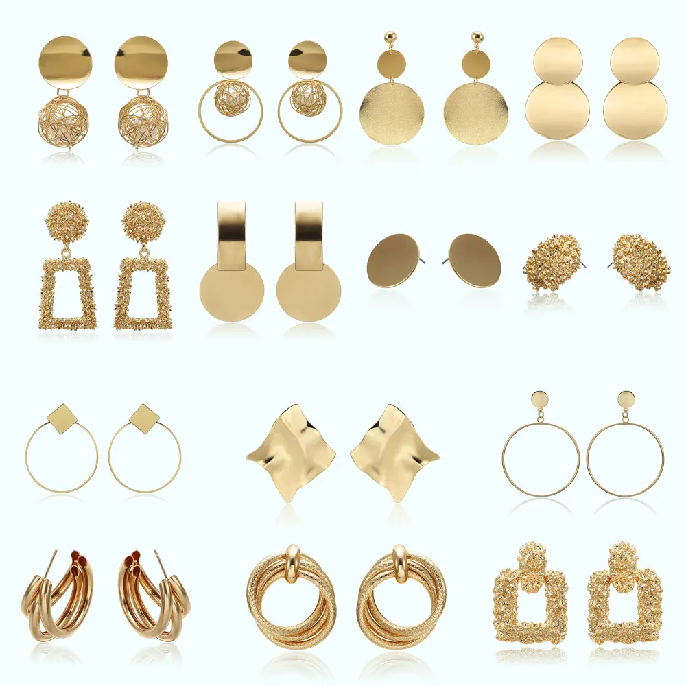 2022 Fashion Statement Earrings gold jewelry Big Geometric Round Earrings For Women Hanging Dangle Drop gold earrings