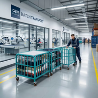 Chariot de manutention personnalisé pour matériaux de couture, chariot à cage en treillis métallique en acier pour la fabrication de vêtements