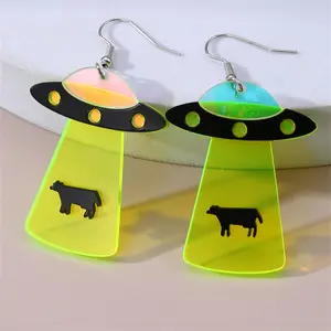 Unisex Alien UFO Design Fashion Jewelry Earrings Classic Style Plastic Wedding Party Engagement Gift Jewelry for Women