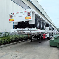 Semi-remorque à plateau plat extensible HTE neuve de 25 à 30 tonnes, de 40 à 45 pieds, 3 essieux, remorque porte-conteneurs en acier à vendre